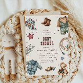 カウボーイブルーウェスタンロデオベビーシャワー招待状 招待状