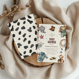 カウボーイブルーウェスタンロデオベビーシャワー招待状 招待状