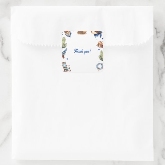 カウボーイブルーウエスタンワイルドウエスト誕生日 スクエアシール (バッグ)