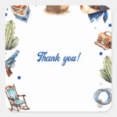 カウボーイブルーウエスタンワイルドウエスト誕生日 スクエアシール (正面)