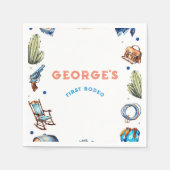 カウボーイブルーウエスタンワイルドウエスト誕生日 スタンダードカクテルナプキン (正面)