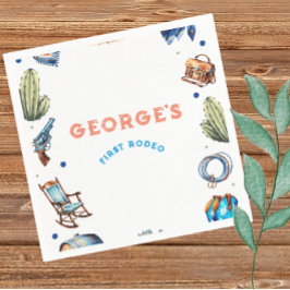 カウボーイブルーウエスタンワイルドウエスト誕生日 スタンダードカクテルナプキン