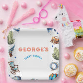 カウボーイブルーウエスタンワイルドウエスト誕生日 ペーパープレート (パーティー)