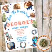 カウボーイブルーウエスタンワイルドウエスト誕生日 マグネット招待状