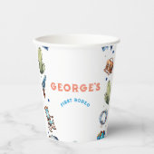 カウボーイブルーウエスタンワイルドウエスト誕生日 紙コップ (正面)