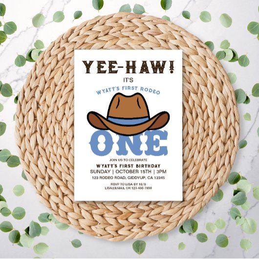 カウボーイブルーファーストロデオファースト誕生日 招待状