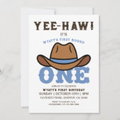 カウボーイブルーファーストロデオファースト誕生日 招待状 (正面)