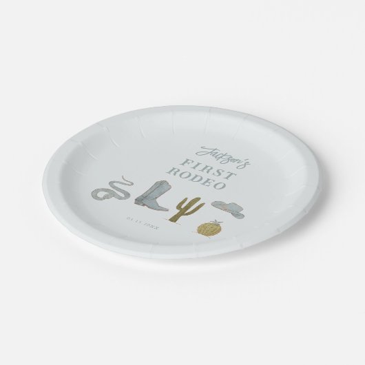 カウボーイブルーファーストロデオ誕生日 ペーパープレート (アングル)