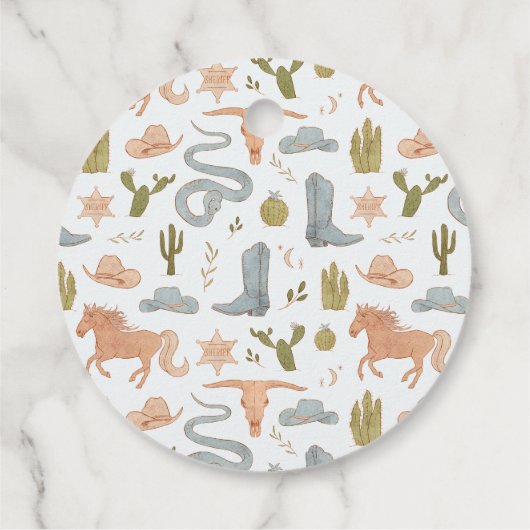 カウボーイブルーワイルドウェスト誕生日パーティー フェイバータグ (裏面)