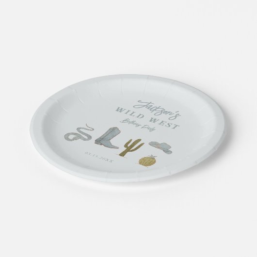 カウボーイブルーワイルドウェスト誕生日 ペーパープレート (アングル)