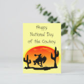 カウボーイブロンコシルエットの国家の日 ポストカード (スタンド正面)
