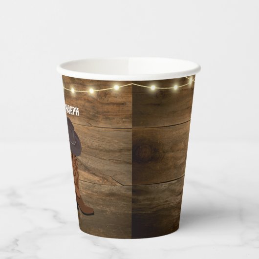 カウボーイブーツとひまわりのウェスタンウェディング 紙コップ (左)