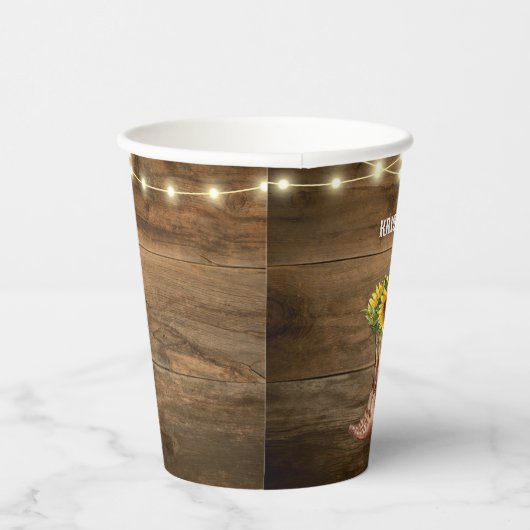 カウボーイブーツとひまわりのウェスタンウェディング 紙コップ (右)