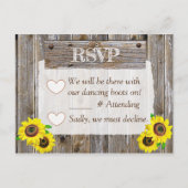 カウボーイブーツとひまわり 出席お願い 結婚式 案内ポストカード (正面)