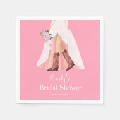 カウボーイブーツとウェディングドレスのブライズシャワー スタンダードカクテルナプキン (正面)