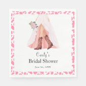 カウボーイブーツとウェディングドレスのブライズシャワー スタンダードランチョンナプキン (正面)