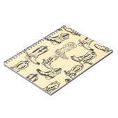 カウボーイブーツとシームレスなパターン。カウボーイ、女性のカーボーイ ノートブック (左側)