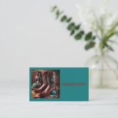 カウボーイブーツとターコイズジュエリー(ティール(緑がかった色)) 名刺 (スタンド正面)