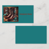 カウボーイブーツとターコイズジュエリー(ティール(緑がかった色)) 名刺 (正面/裏面)