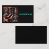 カウボーイブーツとターコイズジュエリー（黒） 名刺 (正面/裏面)