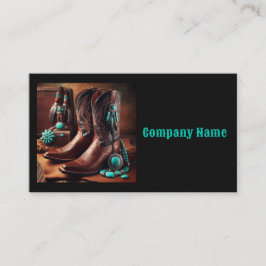 カウボーイブーツとターコイズジュエリー（黒） 名刺
