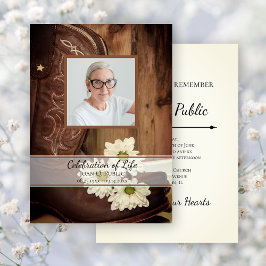 カウボーイブーツとデイジー　ウェスタンライフのお祝い 招待状