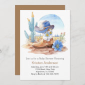 カウボーイブーツとハットベビーシャワー 招待状 (正面/裏面)