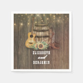 カウボーイブーツとヒマワリのワインバレル スタンダードカクテルナプキン (正面)