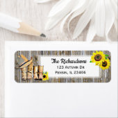 カウボーイブーツとヒマワリ素朴 ラベル (インサイチュ)