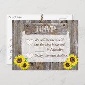 カウボーイブーツとヒマワリRSVP結婚's 案内ポストカード (正面/裏面)