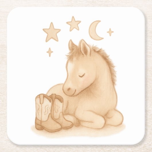 カウボーイブーツとフォール赤ちゃんシャワー スクエアペーパーコースター (正面)