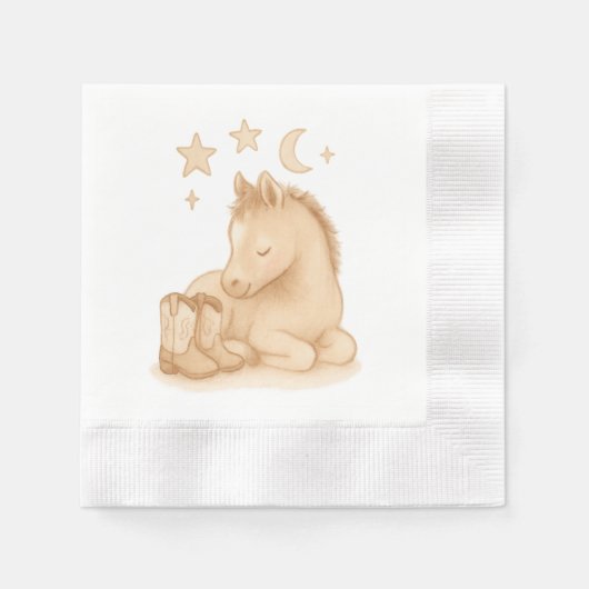 カウボーイブーツとフォール赤ちゃんシャワー 縁ありカクテルナプキン (正面)