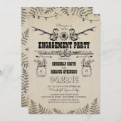 カウボーイブーツとマスンジャーを使ったカントリーウェスタン風のエンゲージメントパーティー 招待状 (正面/裏面)