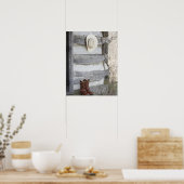 カウボーイブーツとログキャビン外の帽子 ポスター (キッチン)