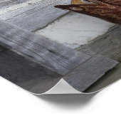 カウボーイブーツとログキャビン外の帽子 ポスター (角)