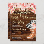 カウボーイブーツと帽子の誕生日パーティーの招待状 招待状 (正面/裏面)