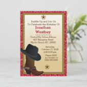 カウボーイブーツと帽子の誕生日招待状 招待状 (スタンド正面)