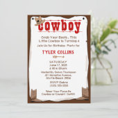 カウボーイブーツと帽子の誕生日招待状 招待状 (スタンド正面)