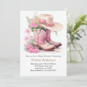 カウボーイブーツと帽子女性のカーボーイベビーシャワー 招待状 (スタンド正面)