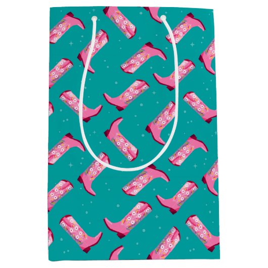 カウボーイブーツと花 ミディアムペーパーバッグ (正面)