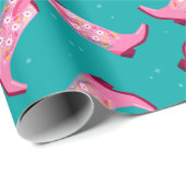 カウボーイブーツと花 ラッピングペーパー (ロールコーナー)