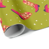 カウボーイブーツと花 ラッピングペーパー (ロールコーナー)