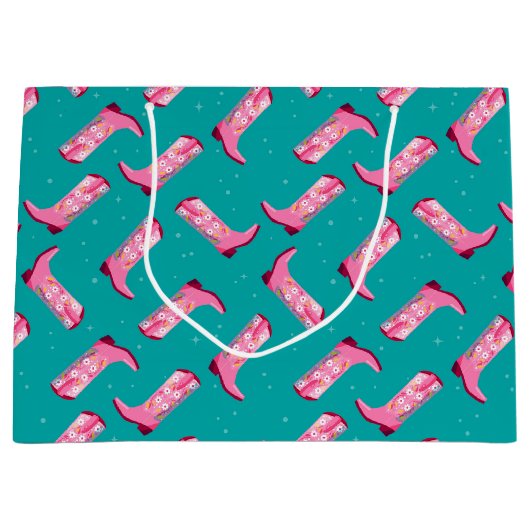 カウボーイブーツと花 ラージペーパーバッグ (正面)