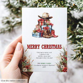 カウボーイブーツのクリスマスグリーティングカード ラスティック シーズンカード