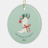 カウボーイブーツのクリスマス飾パーソナライズされたり セラミックオーナメント (左)