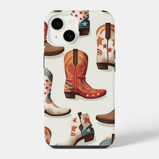 カウボーイブーツのデザイン iPhoneケース (裏面)