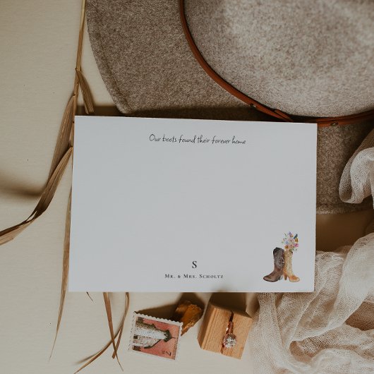 カウボーイブーツの結婚式 ノートカード