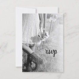 カウボーイブーツの花嫁ひまわりウェディングRSVP 出欠カード