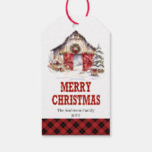カウボーイブーツの赤緑牧場クリスマスタグ ギフトタグ (裏面)
