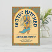 カウボーイブーツの「Gettin' Hitched」バチェラー・パーティー 招待状 (スタンド正面)